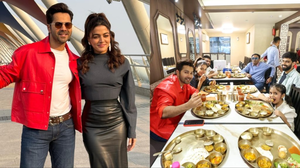 Varun Dhawan, Wamiqa Gabbi Pose At Atal Bridge & Enjoy Delicious Thali Feast As They Promote Baby John In Ahmedabad (See Pics)