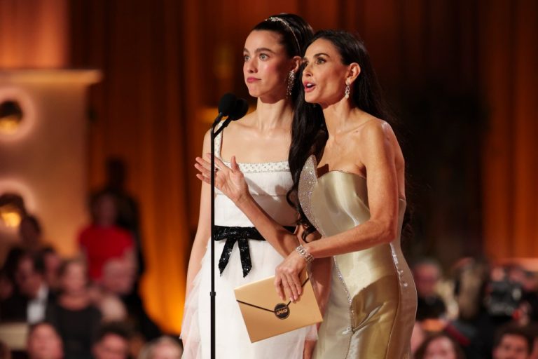 Demi Moore & Margaret Qualley Present As One At 2025 Golden Globes