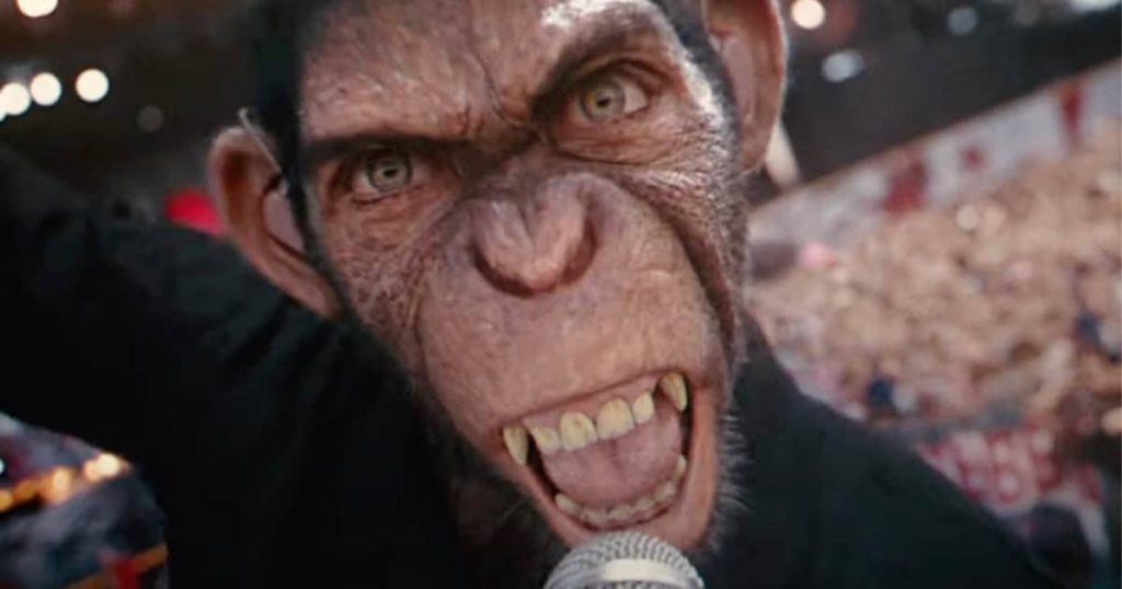 Robbie Williams is portrayed by a CGI chimp