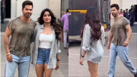 Varun Dhawan & Janhvi Kapoor Papped On Sunny Sanskari Ki Tulsi Kumari Set In Mumbai As They Arrive For Poster Shoot – WATCH!