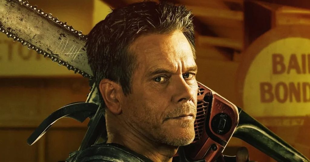 The Bondsman poster gives Kevin Bacon’s undead bounty hunter a chainsaw